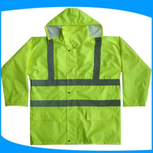 long sleeve high visibility safety raincoat, water proof reflective jackets